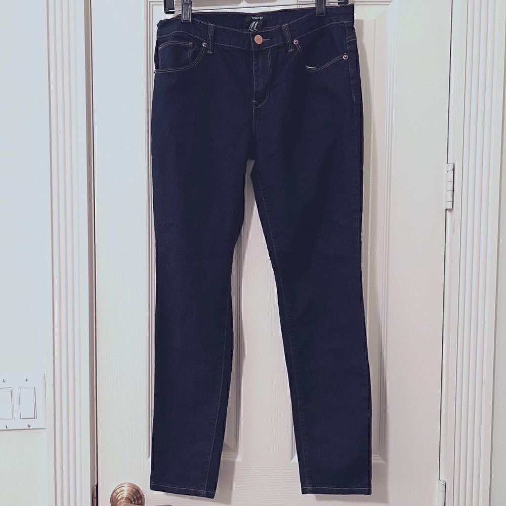 Dark Blue Denim Forever 21 Skinny Jeans